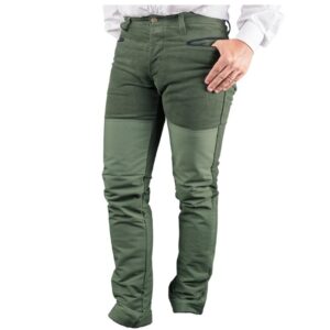 pantalone verde in fustagno con rinforzo in cordura