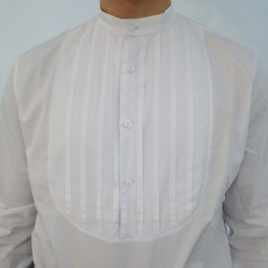 camicia sarda a bavaglio plissettato manica lunga per abito elegante
