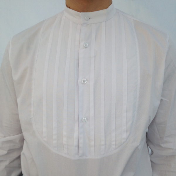 camicia sarda a bavaglio plissettato manica lunga per abito elegante