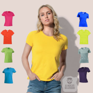 t-shirt da donna manica corta in cotone colori estivi