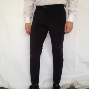 Pantalone sardo in velluto nero elasticizzato