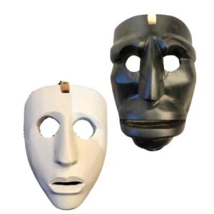 maschere in legno biancoe nera di mamoiada originali